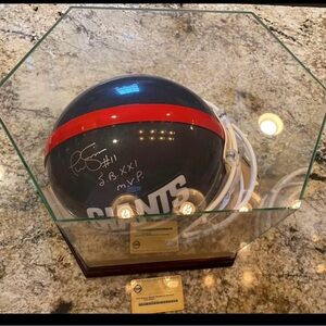 Full size NY Giants autographed helmet Phil Simms Super Bowl MVP XXI.